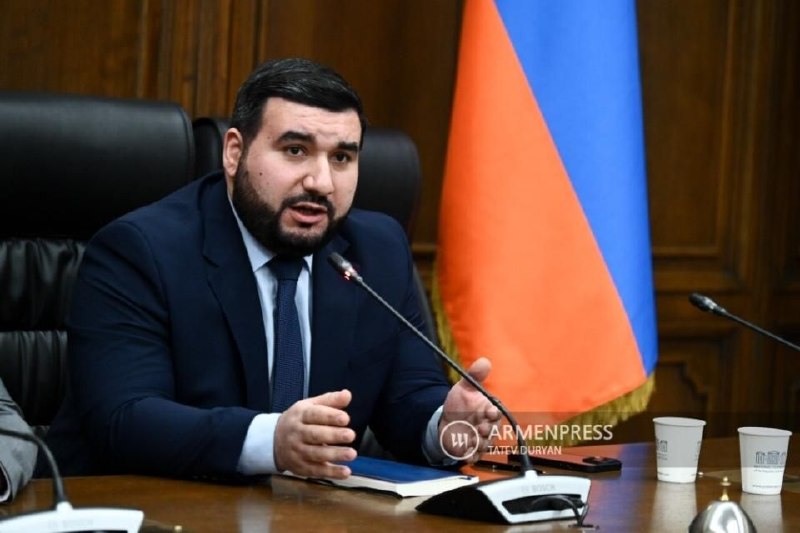 Депутат Ваагн Алексанян выступает на заседании постоянного комитета по обороне и безопасности НС РА в Чаренцаване